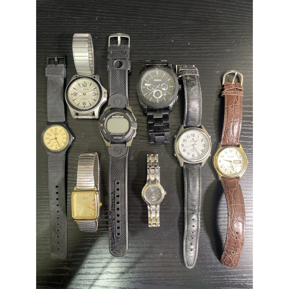 Mixed Watch Lot Fossil Timex Casio Atomic Untested For Repair Parts